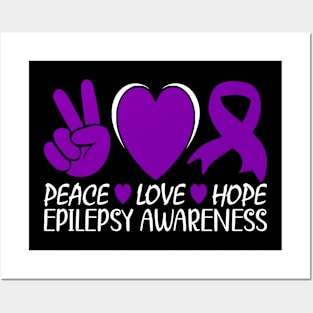 Epilepsy Awareness Peace Love Hope Posters and Art